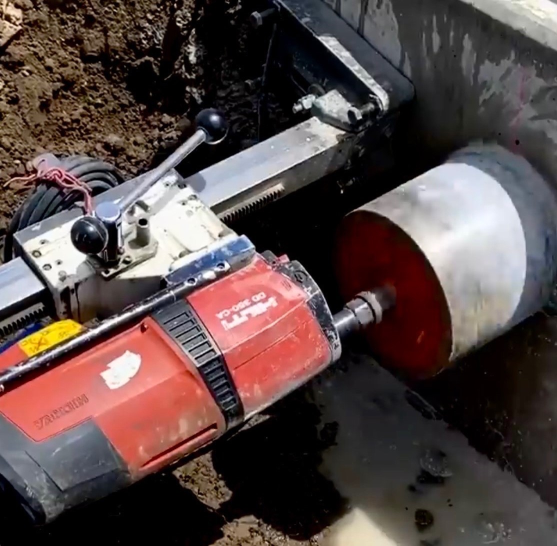 Concrete core drilling in action